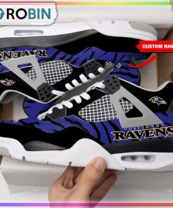 Custom Baltimore Ravens Tiger Skin Air Jordan 4 Sneaker