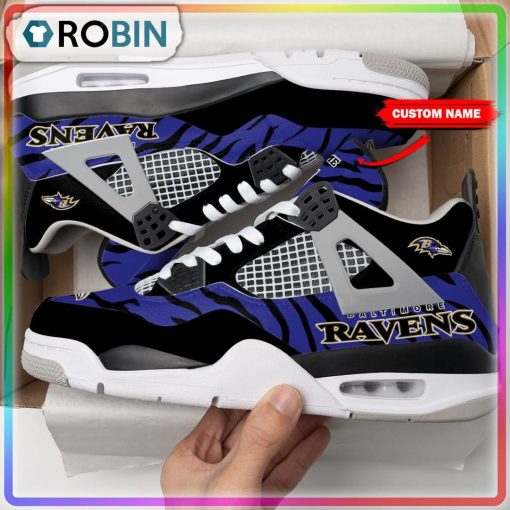 Custom Baltimore Ravens Tiger Skin Air Jordan 4 Sneaker
