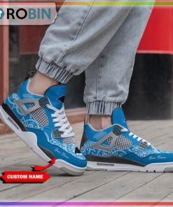 Custom Carolina Panthers Bandana Pattern Air Jordan 4 Sneaker