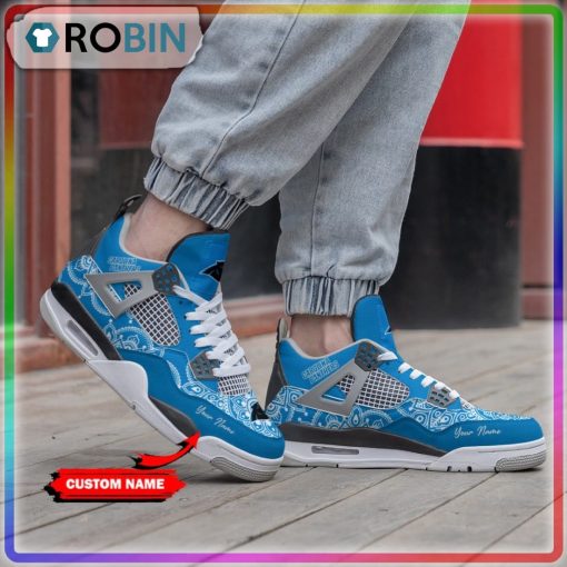 Custom Carolina Panthers Bandana Pattern Air Jordan 4 Sneaker
