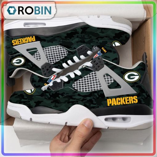 Custom Green Bay Packers Camouflage Air Jordan 4 Sneaker