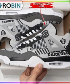Custom Las Vegas Raiders Splash Air Jordan 4 Sneaker