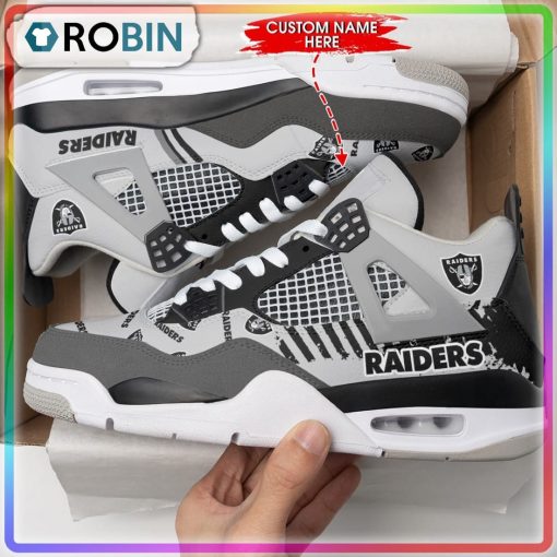 Custom Las Vegas Raiders Splash Air Jordan 4 Sneaker