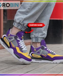 Custom Minnesota Vikings Football Logo Air Jordan 4 Sneaker