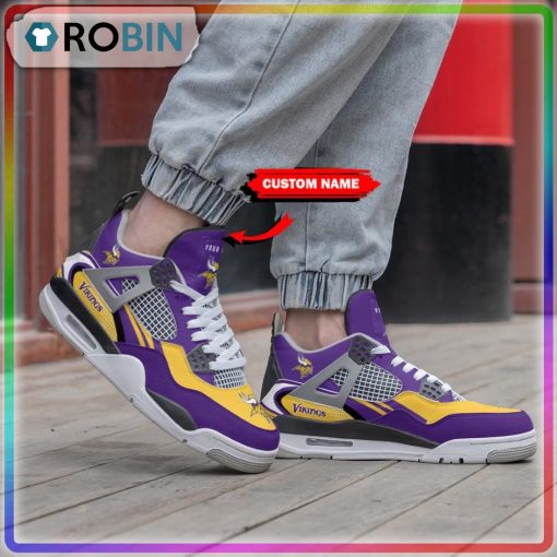 Custom Minnesota Vikings Football Logo Air Jordan 4 Sneaker