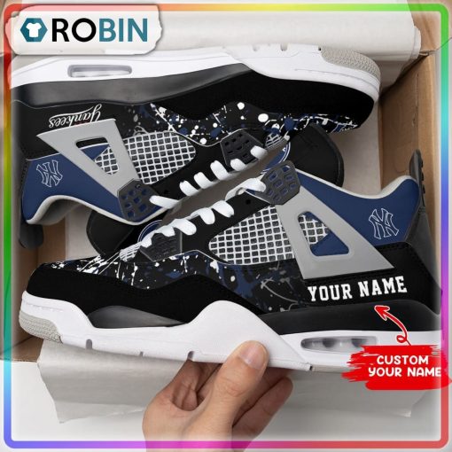 Custom New York Yankees Ink Splash Air Jordan 4 Sneaker