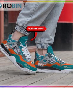 Custom NFL Miami Dolphins Logo Air Jordan 4 Sneaker