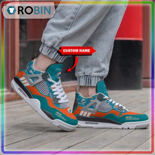 Custom NFL Miami Dolphins Logo Air Jordan 4 Sneaker