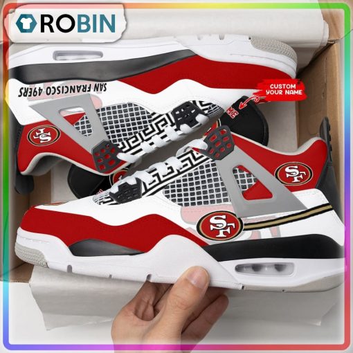 Custom NFL San Francisco 49ers Football Air Jordan 4 Sneaker