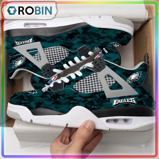 Custom Philadelphia Eagles Camouflage Air Jordan 4 Sneaker