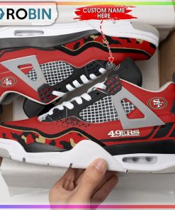 Custom San Francisco 49ers Red Camouflage Air Jordan 4 Sneaker