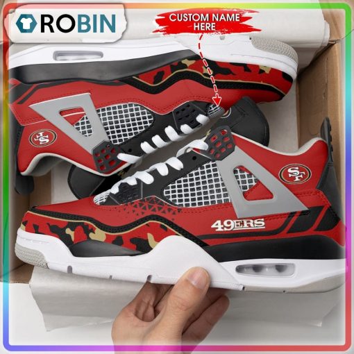 Custom San Francisco 49ers Red Camouflage Air Jordan 4 Sneaker