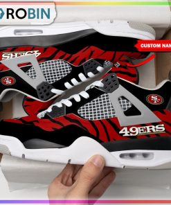 Custom San Francisco 49ers Tiger Skin Air Jordan 4 Sneaker