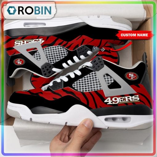 Custom San Francisco 49ers Tiger Skin Air Jordan 4 Sneaker