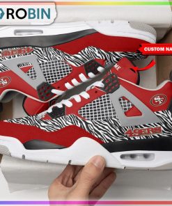 Custom San Francisco 49ers Tiger Skin NFL Air Jordan 4 Sneaker