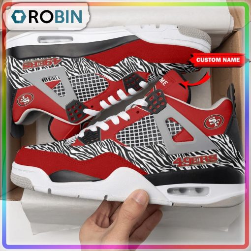 Custom San Francisco 49ers Tiger Skin NFL Air Jordan 4 Sneaker