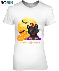 Cute Funny Smile Halloween Black Cat Witch Unisex Shirt