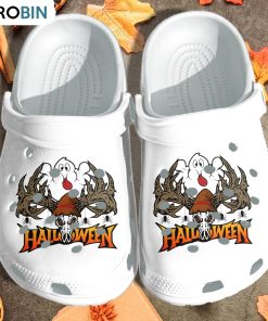 Cute Ghost With Skull Deer Tattoo Crocs Shoes