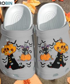 Cute Pumpkin In Ghost Crocs Shoes
