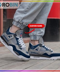 Dallas Cowboys Glitter Personalized Air Jordan 4 Sneaker