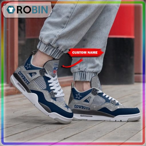 Dallas Cowboys Glitter Personalized Air Jordan 4 Sneaker