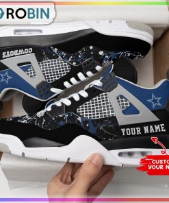 Dallas Cowboys Ink Splash NFL Personalized Air Jordan 4 Sneaker Dallas Cowboys Ink Splash NFL Personalized Air Jordan 4 Sneaker