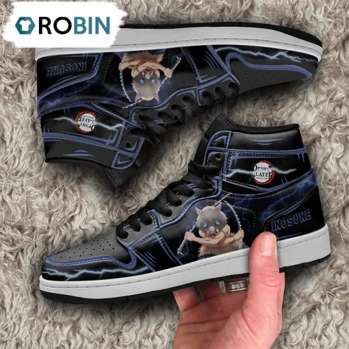 Demon Slayer Inosuke Jordan Sneakers Black Cool Style Custom Anime Shoes