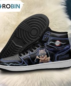 Demon Slayer Inosuke Jordan Sneakers Black Cool Style Custom Anime Shoes