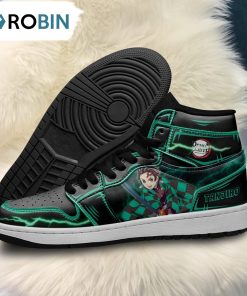 Demon Slayer Kamado Tanjiro Jordan Sneakers Black Cool Style Custom Anime Shoes