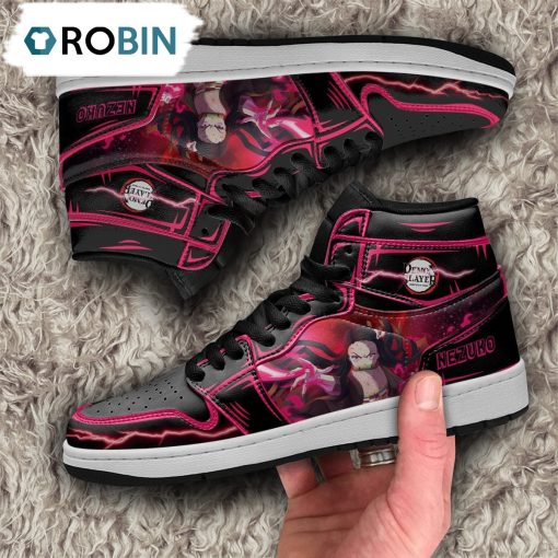Demon Slayer Nezuko Jordan Sneakers Black Cool Style Custom Anime Shoes