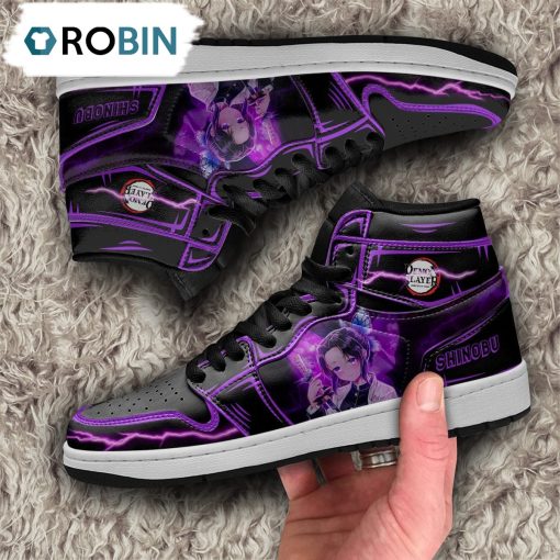 Demon Slayer Shinobu Jordan Sneakers Black Cool Style Custom Anime Shoes
