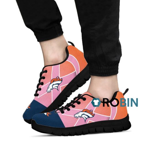 Denver Broncos Cancer Pink Ribbon Breathable Running Sneaker Gifts