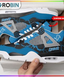 Detroit Lions Thunder Personalized Air Jordan 4 Sneaker