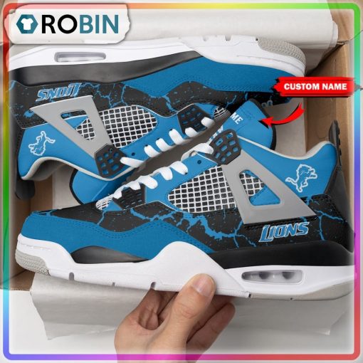 Detroit Lions Thunder Personalized Air Jordan 4 Sneaker