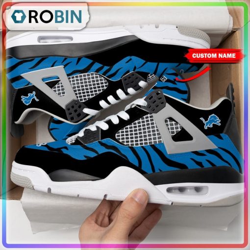 Detroit Lions Tiger Skin Personalized Air Jordan 4 Sneaker