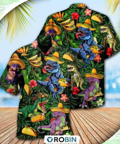Dinosaur Taco Funny T rex Casual Button-Down Shirt