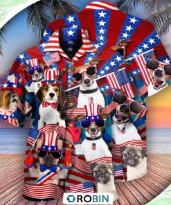 Dogs Patriotic America Casual Button-Down Shirt