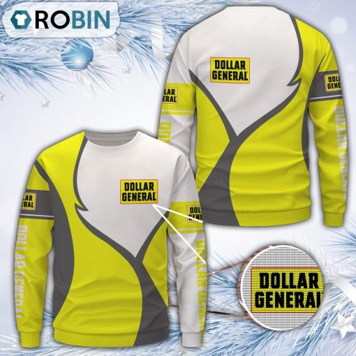 Dollar General Yellow Merry Christmas All Over Print Ugly Sweater