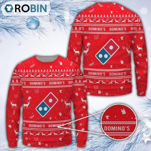 Domino’s Pizza Red Merry Christmas All Over Print Ugly Sweater