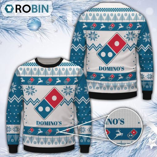Domino’s Pizza White Merry Christmas All Over Print Ugly Sweater