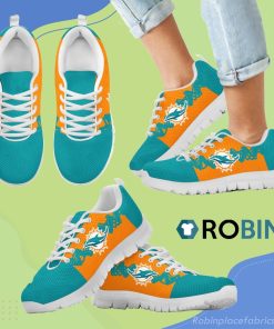 Doodle Line Amazing Miami Dolphins Football Breathable Running Shoes Doodle Line Amazing Miami Dolphins Football Breathable Running Shoes