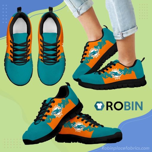 Doodle Line Amazing Miami Dolphins Football Breathable Running Shoes