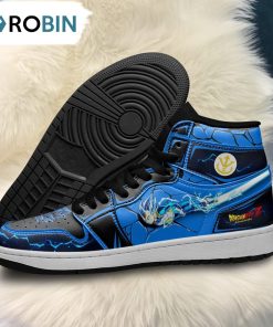 Dragon Ball Vegeta Super Saiyan Blue Jordan 1 High Sneakers, Custom Anime Shoes