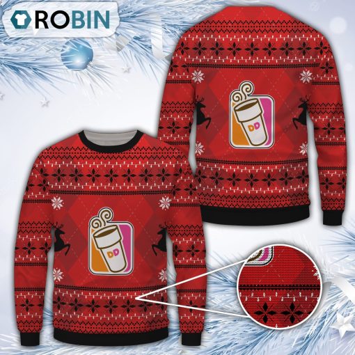 Dunkin’ Donuts Merry Christmas All Over Print Ugly Sweater