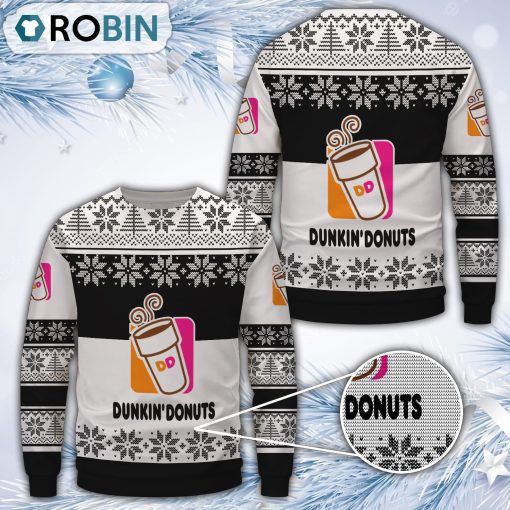 Dunkin’s Donuts Merry Christmas All Over Print Ugly Sweater Uniform