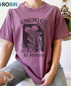 Enemies To Lovers Bookish Shirt, Halloween Skeleton Short Sleeve Tee Tops