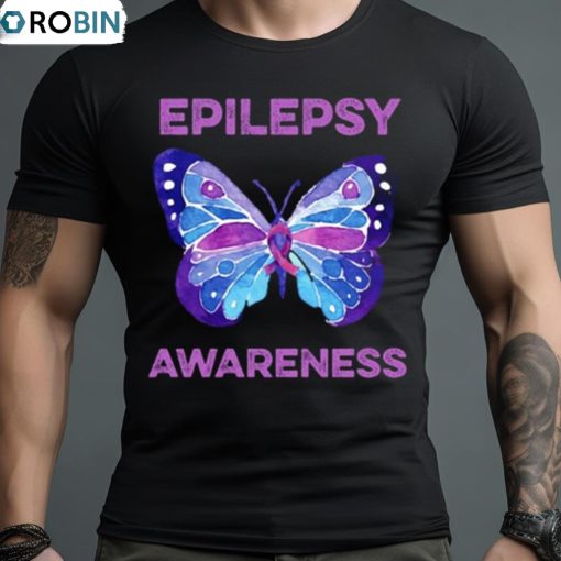 Epilepsy Awareness Butterfly Purple Ribbon Shirt