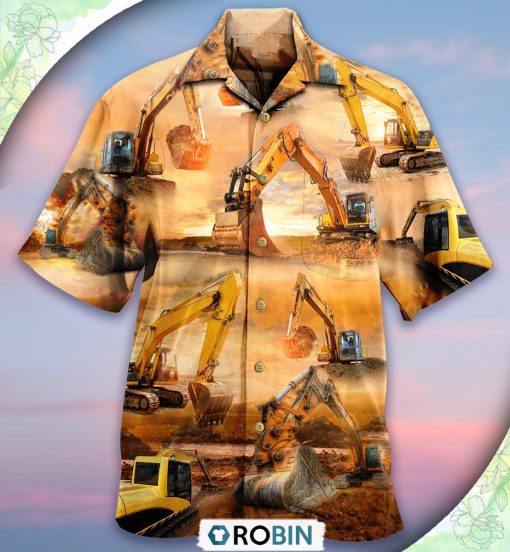 Excavator Working Hard Casual Button-Down Shirt