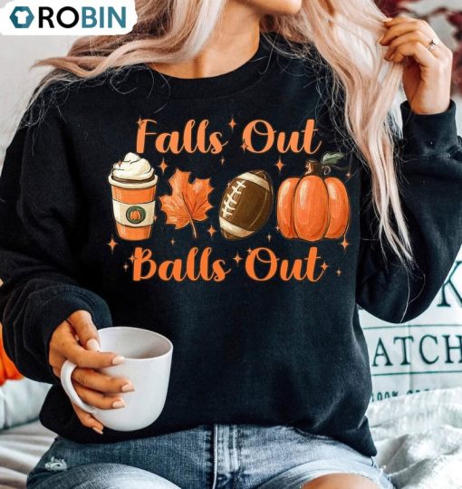 Falls Out Balls Out Football Shirt, Vintage Thanksgiving Shirt Unisex Hoodie