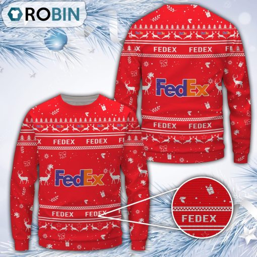 Fedex Red Merry Christmas All Over Print Ugly Sweater